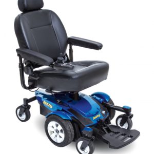 Jazzy 6 2.0 Blue Power Chair Tilted